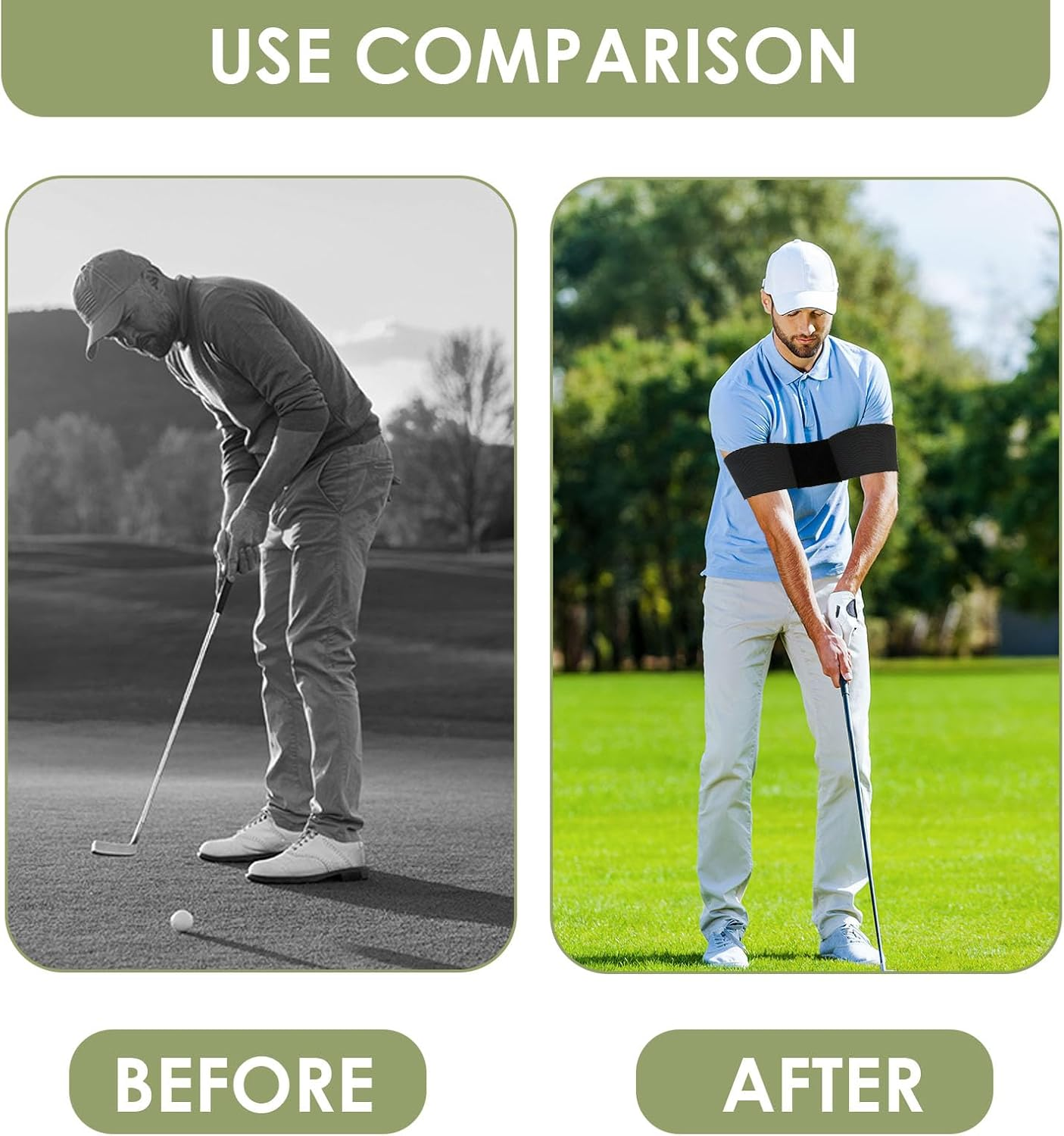 Golf Swing Trainer Arm Band - Correct Posture & Alignment Aid for Beginners to Pros, Muscle Memory Development Tool, Unisex Black Design, Fits Right/Left Handed Golfers image number 4