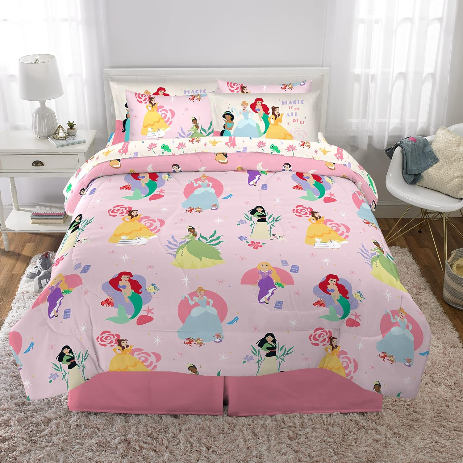 Franco Disney Princess Kids Bedding Super Soft Comforter and Sheet Set with Sham, 7 Piece Full Size, Official Disney Product by (Prints May Vary) image number 5