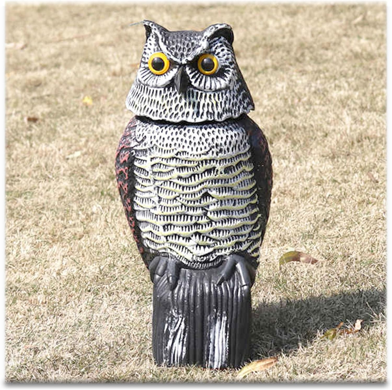 Owl Decoy to Scare Birds Away Bird Deterrents for Outside, Owl Decoy, Scarecrow Fake Owl with Rotating Head, Woodpecker Deterrent, Plastic Owl Statue for Outdoor Garden Yard (1 Pack)