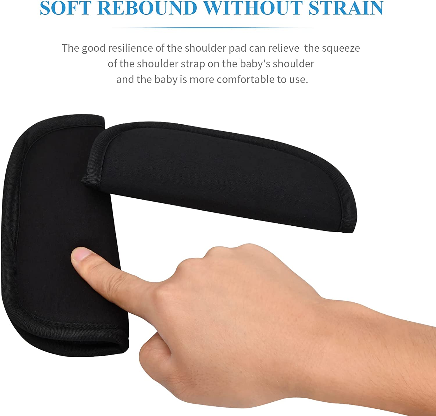 2 Pieces Baby Stroller Car Seat Strap Covers Universal, Seat Belt Pads for Kids, Car Seatbelt Strap Covers, Pushchair Strap Covers, Soft Seat Belt Cushion for Newborns Infants and Kids, Black image number 2