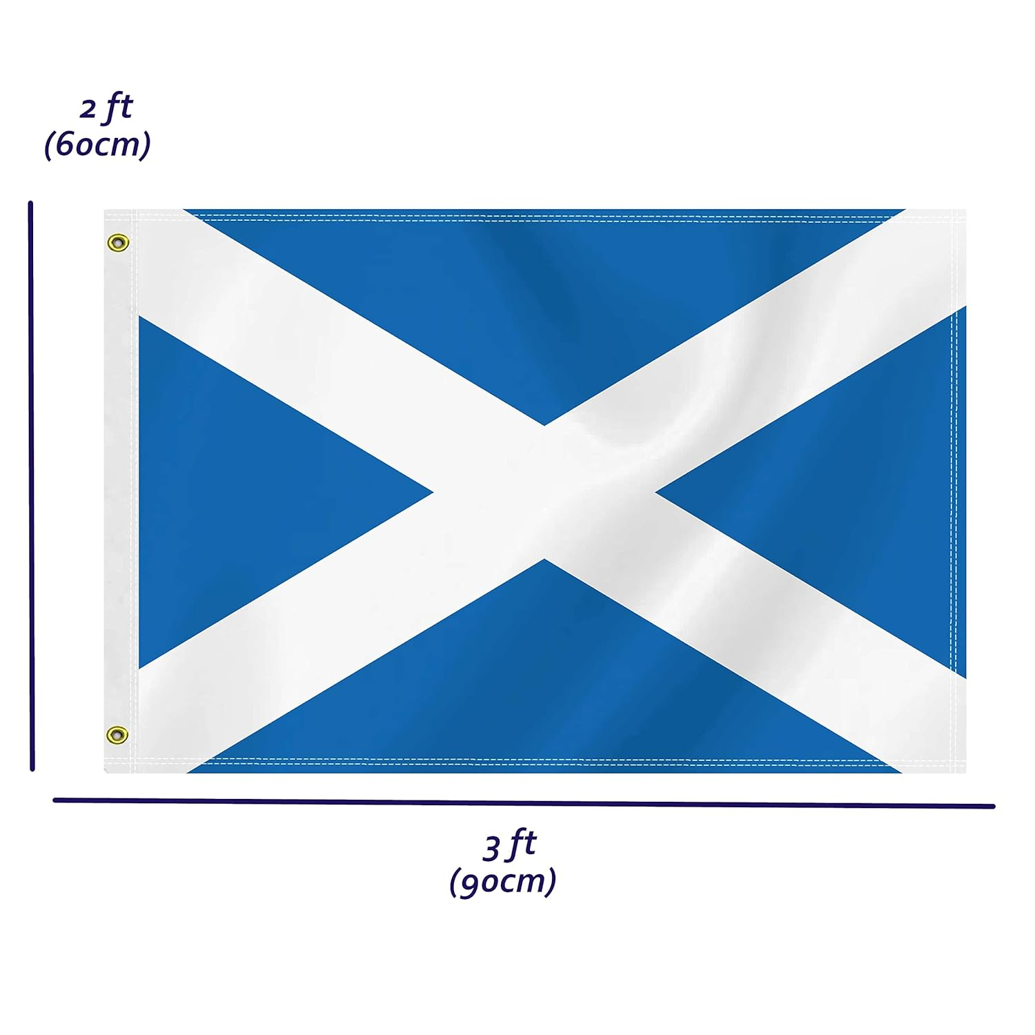 Medium 2&times;3 FT Scotland Flag, 60&times;90 CM Scottish 100D National Outdoor Banner,Decorgarden with Brass Gromment image number 3