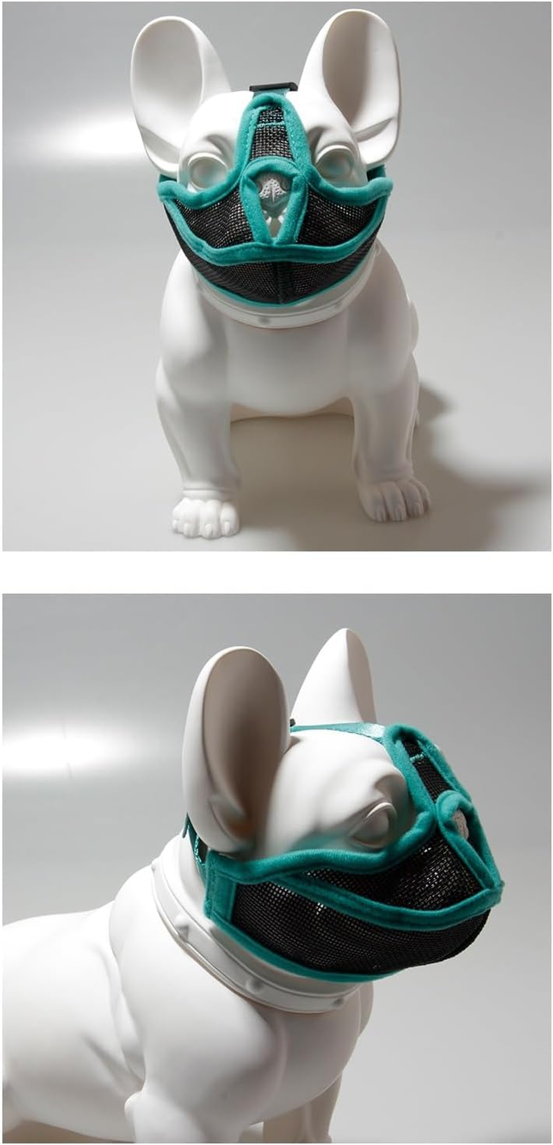 Short Snout Dog Muzzle, Won&rsquo;T Cover Forehead Bulldog Muzzle Adjustable Breathe Mesh, anti Bitting Chewing Barking (Green, XL) image number 5