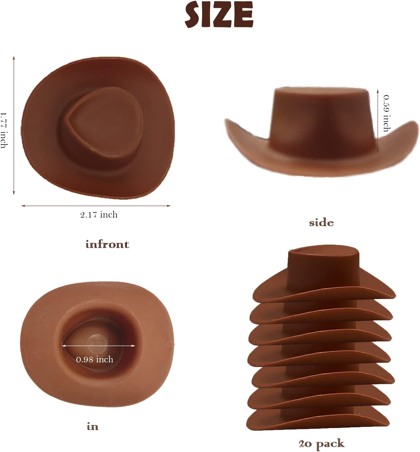 20 Pcs Plastic Mini Cowboy Hats Cowgirl Hats for Crafts Western Party Accessories Decoration image number 5