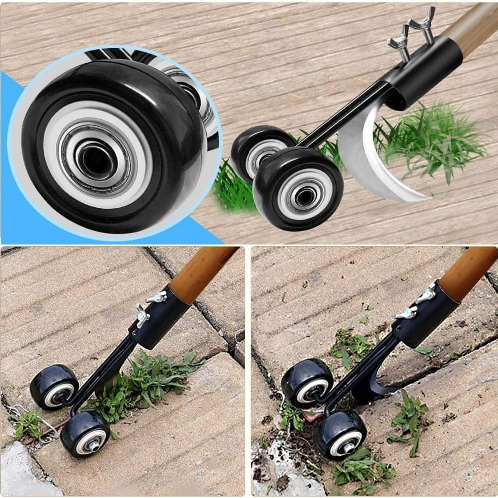 Portable Gap Weeder Lawn Mower,Hand Weeder Detachable Weed Remover Tool,Crevice Weeding Tools with Wheels,Curved Hook Slot Weeder Garden Tool for Garden Patio Backyard Lawn,Stick Not Included image number 6