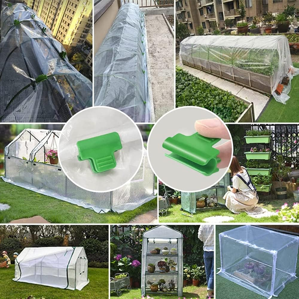 30PCS Greenhouse Clamps Garden Film Row Cover Netting Tunnel Hoop Clip Strong Grip for Greenhouse Films, Pipe Networks, Shade Nets(16Mm/0.63In)