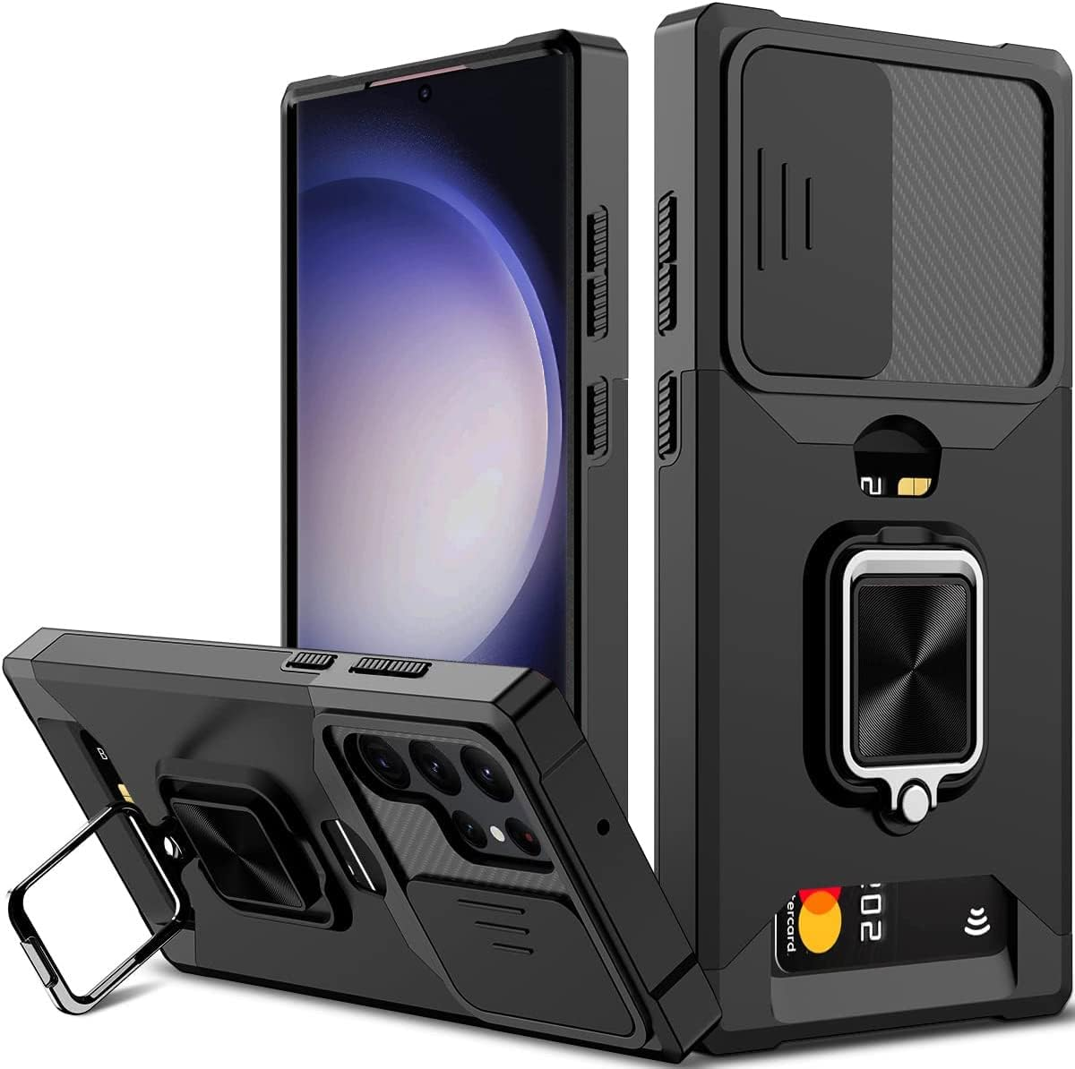 For Samsung Galaxy S23 Ultra Case, Areaphmet Galaxy S23 Ultra Case with [Card Holder] and Camera Cover with Built-In 360&deg; Rotate Ring Stand Magnetic Magnet Phone Cover Case for S23 Ultra 6.8" image number 4