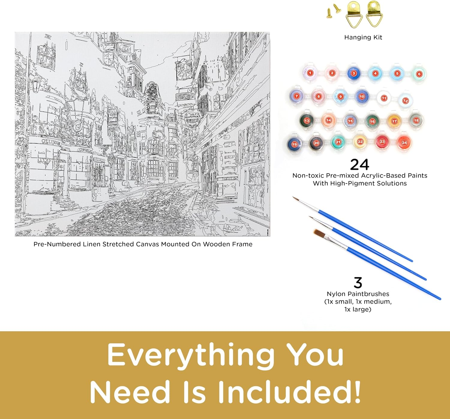 AQUARIUS Harry Potter Diagon Alley Art by Numbers - 16 X 20 Inches Harry Potter Themed Paint by Number for Adults & Kids - DIY Color by Number Paint Kit for Beginner - Officially Licensed image number 1