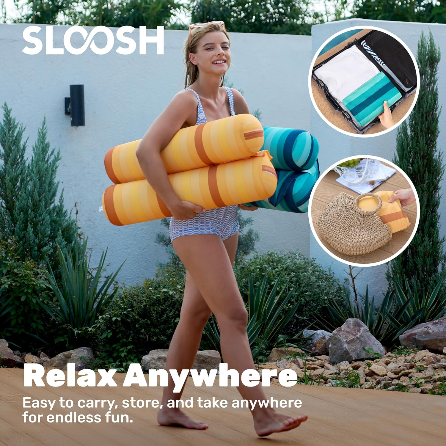 Sloosh 3 Pack Inflatable Pool Float Hammock, Water Hammock Lounges, Multi-Purpose Swimming Pool Accessories (Saddle, Lounge Chair, Hammock, Drifter) for Pool, Lake, Outdoor, Beach image number 2