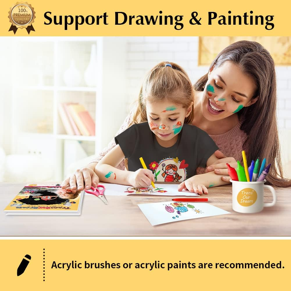 Transourdream Draw Iron on Heat Transfer Paper for T Shirts (10 Sheets A4, Dark 4.0 Plus) Drawable HTV Heat Transfer Vinyl for Inkjet Printer DIY Iron on Transfers for T Shirts (TRANS-D4-20) image number 2