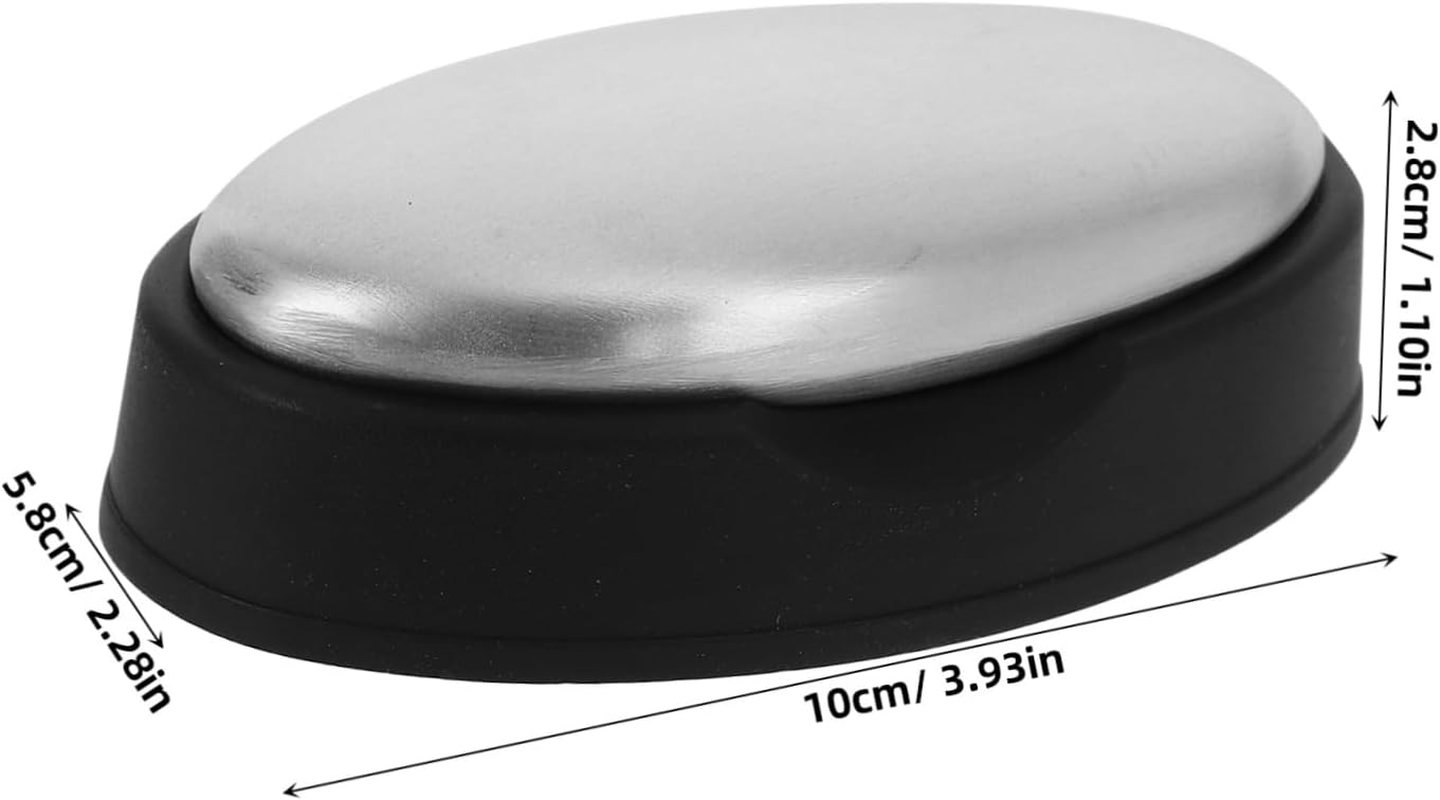 Stainless Steel Soap Odor Remover Bar 304 Metal Odor Absorber for Strong Smells Hand Cleaning Kitchen Use with Base Holder Oval Shape image number 6