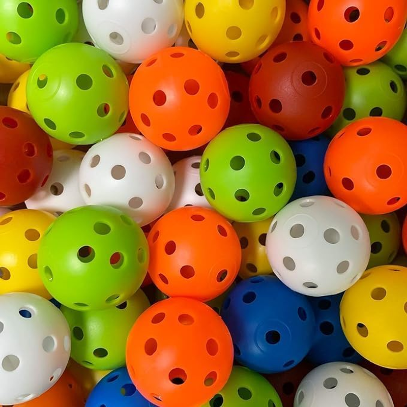 Golf Colored Practice Ball, 42Mm Hollow Sports Golf Training Balls Plastic,Used for Practice Range, Swing Practice, Home Use, Pet Play (Multicolor) 48Pcs.