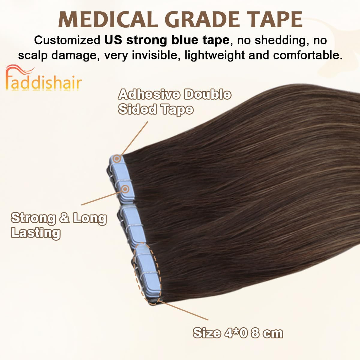 Tape in Hair Extensions Human Hair, 14 Inch 20Pcs Human Hair Tape in Extensions Balayage D.Brown to Golden Brown Seamless (Balayage D.Brown to Golden Brown) image number 2