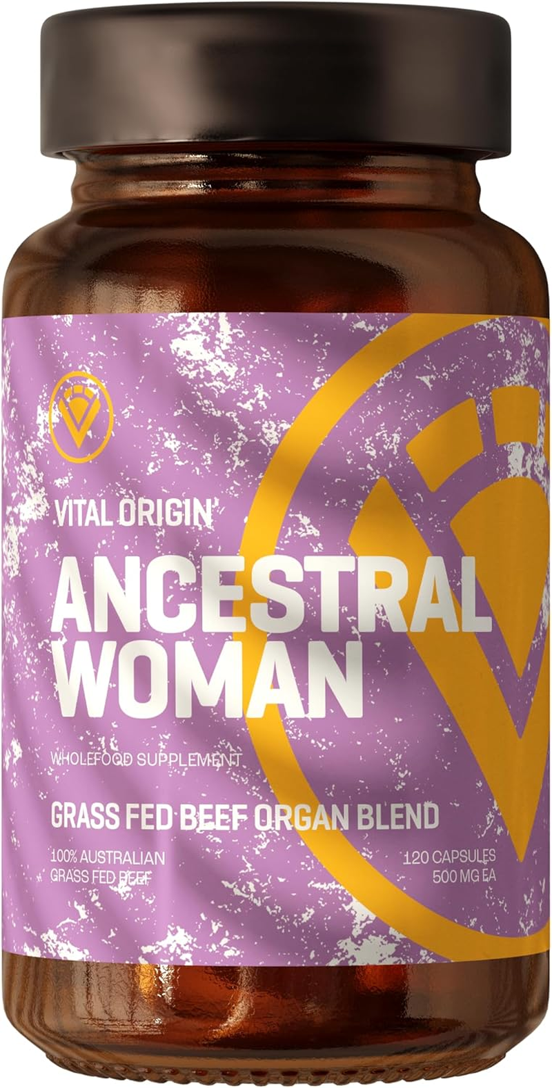 Ancestral Woman Beef Organ Blend Capsules - 100% Grass Fed Australian Superfood Ovary, Uterus, Liver, Spleen, Kidney & Whole Blood &ndash; Natural Source of Iron, B12, Vitamin A, Selenium & Biotin - 120 Capsules.