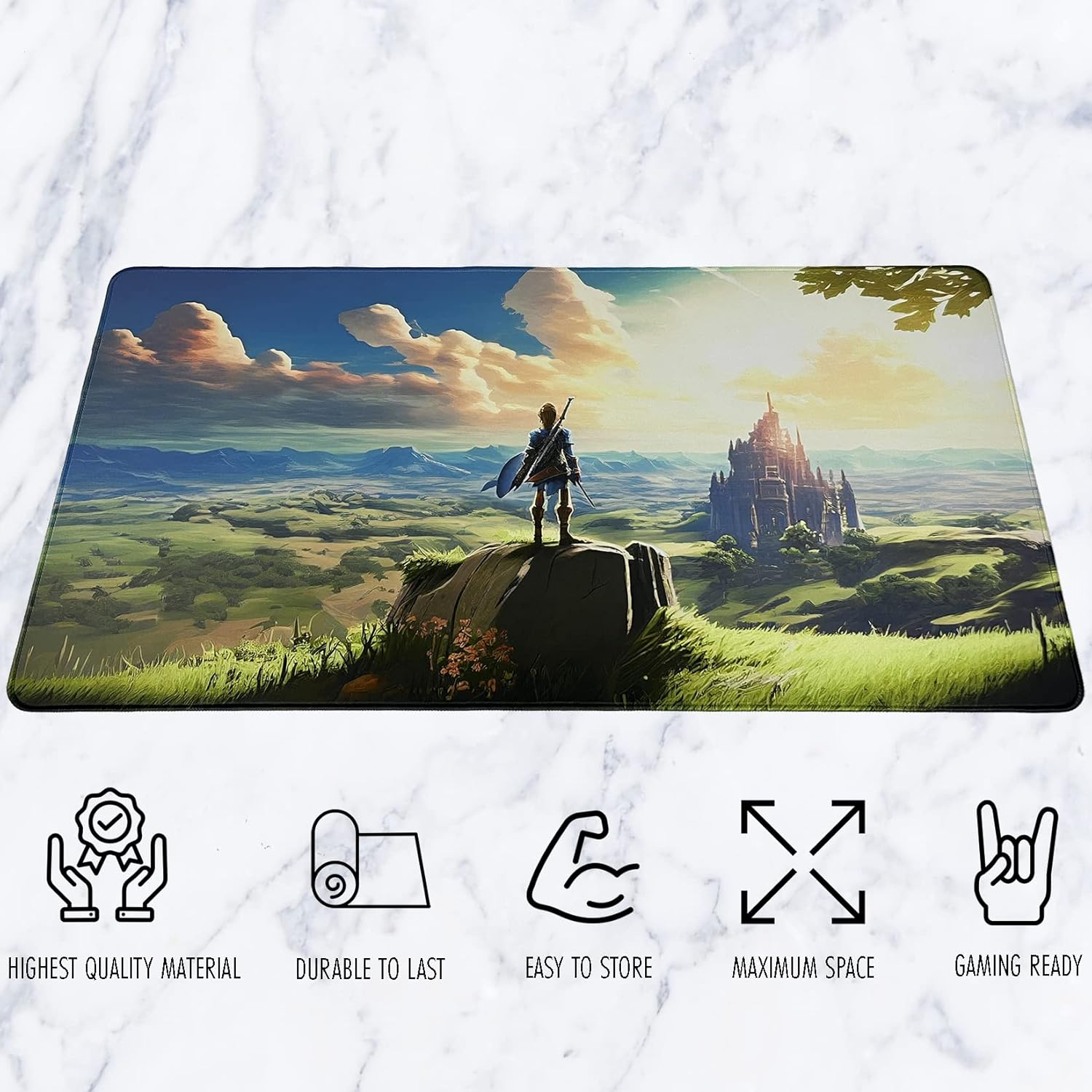 VNDL Gaming Mouse Pad XXL Extra Large Extended Non Slip - Anime Gaming Mouse Mat, Green, Black, Microfiber Cloth, Rubber, 31.5 X 15.7 In image number 2