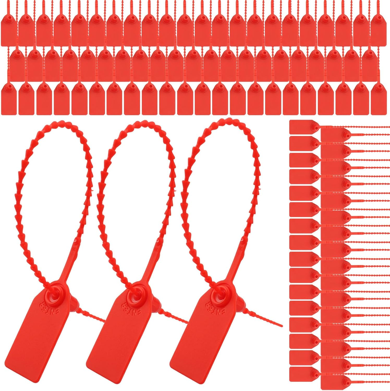 Cozy Core Plastic Tamper Proof Seals, 250Mm Disposable Self-Locking Zip Ties for Fire Extinguishers, Pull Tite Security Tags (Red) (100 Pack) image number 4