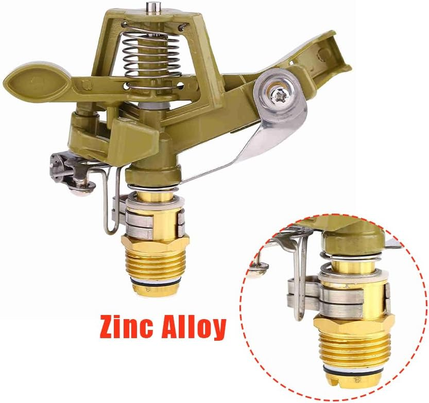 Impact Sprinkler Head, Impulse Sprinklers Water Irrigation Sprayer 360 &deg; Zinc Alloy Ground Insert Adjustable 20-40 FT Spray Distance Large Area Coverage Pattern for Patio Garden Yard Lawn(1/2") image number 5