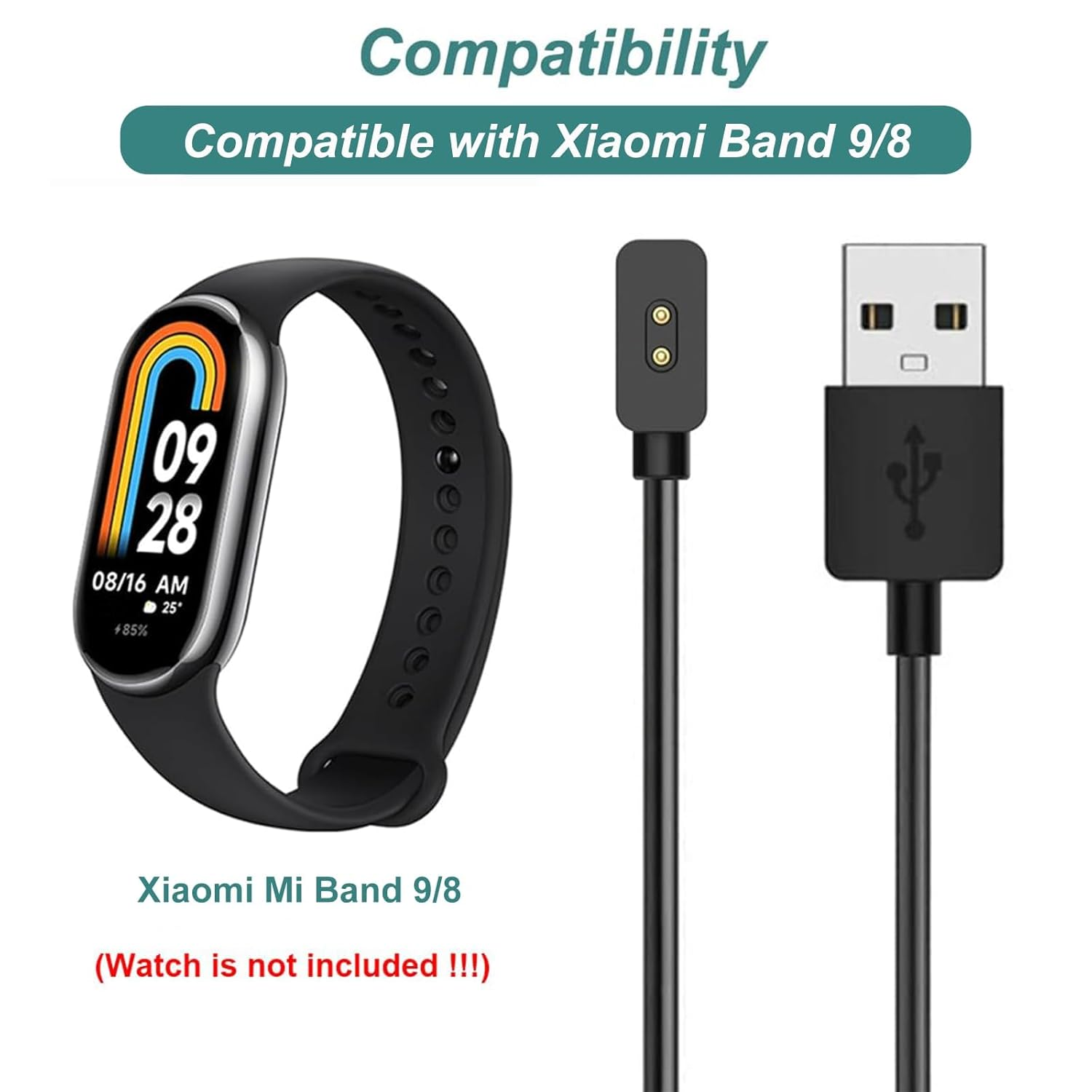 T Tersely Replacement Charger Cable for Xiaomi Band 10/Nfc/9/8/Pro/9 Nfc/Active/For Redmi Watch 5/4/3 Active, Magnetic USB Charging Cable 1M/3.3Ft
