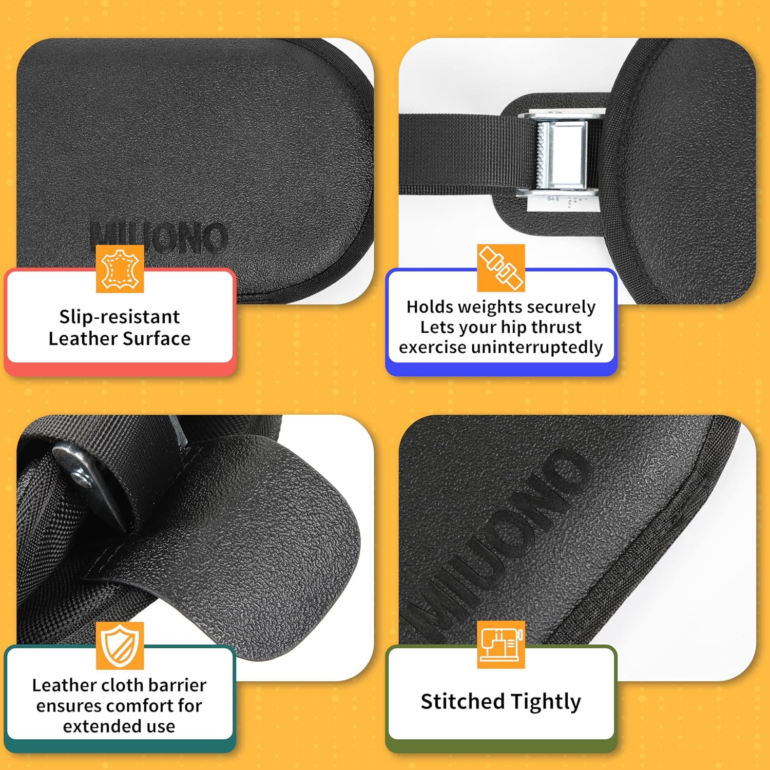 Hip Thrust Belt, Dumbbell Thrust Belt for Kettlebells or Grip Plates, Thicker Slip-Resistant Leather Glute Bridge Pad Machine Booty Workout of Home Gym Black 17.32 * 5.3Inch image number 5