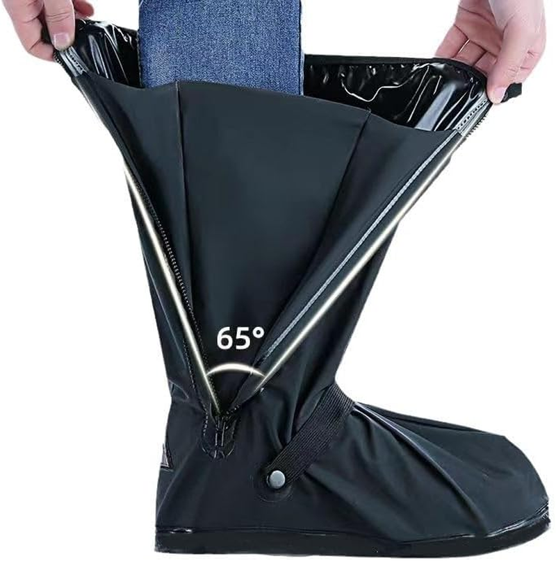 Rain Proof Shoe Cover, High Tube Long Tube, Waterproof Shoe Cover, anti Slip Rain Boots, Outdoor Cycling, Sand Proof, Men'S and Women'S Snow and Rain Proof Shoe Covers (Black, XL) image number 3