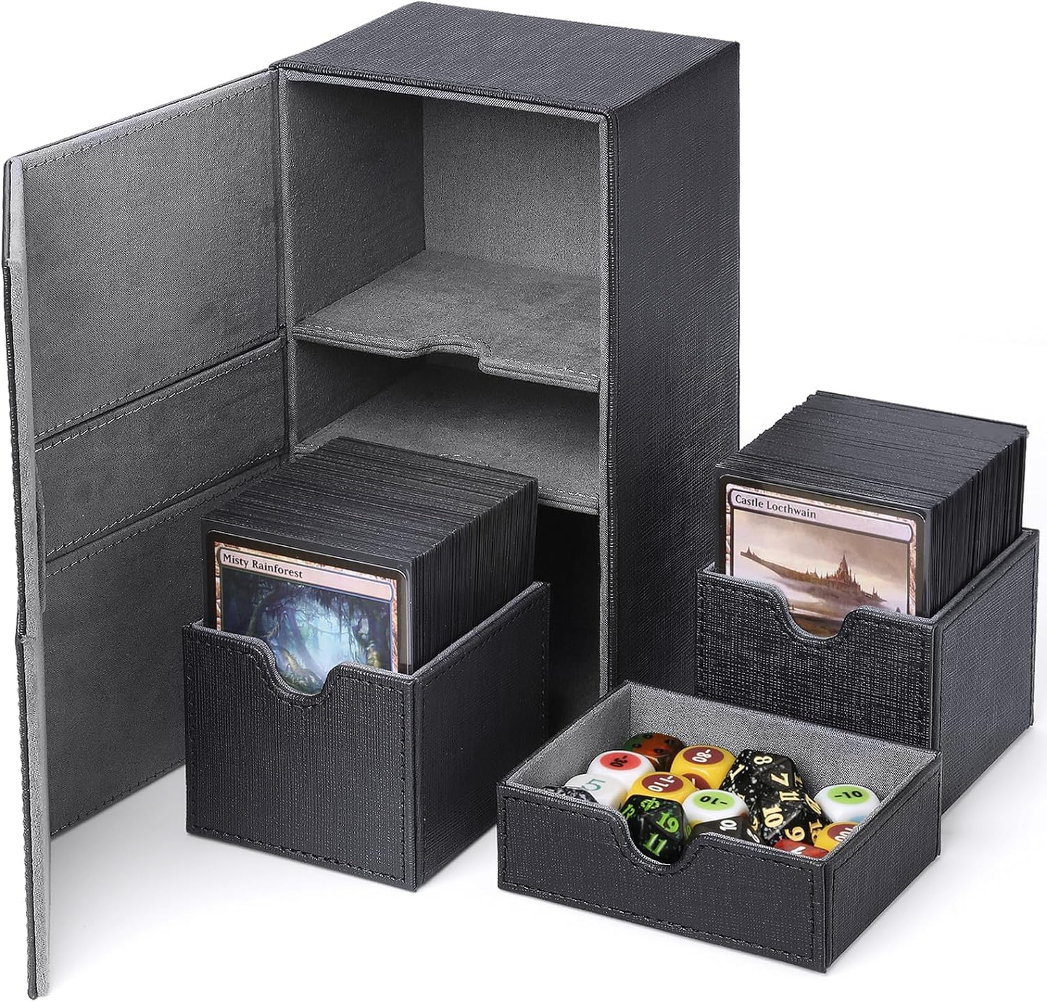 X-Large Commander Premium Double Deck Box for 200+ Sleeved Cards Pro Twin Flip Deck Case with 3 Tray Fits MTG/TCG/CCG (Elegant Cross Pattern) image number 5