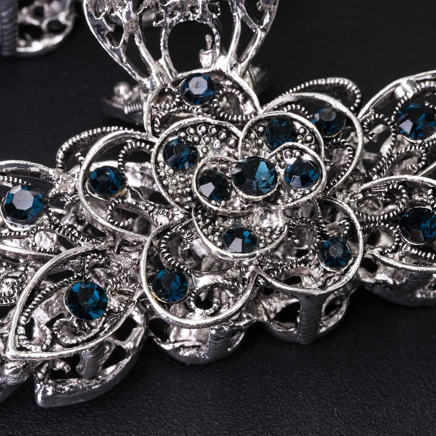 Large Claw Hair Clips 2PCS for Women and Girls Metal Retro Style with Sparkly Glitter Rhinestones Banana Jaw Hair Clamps Strong Hold Nonslip Hair Accessories (Hc-Vintage-01)