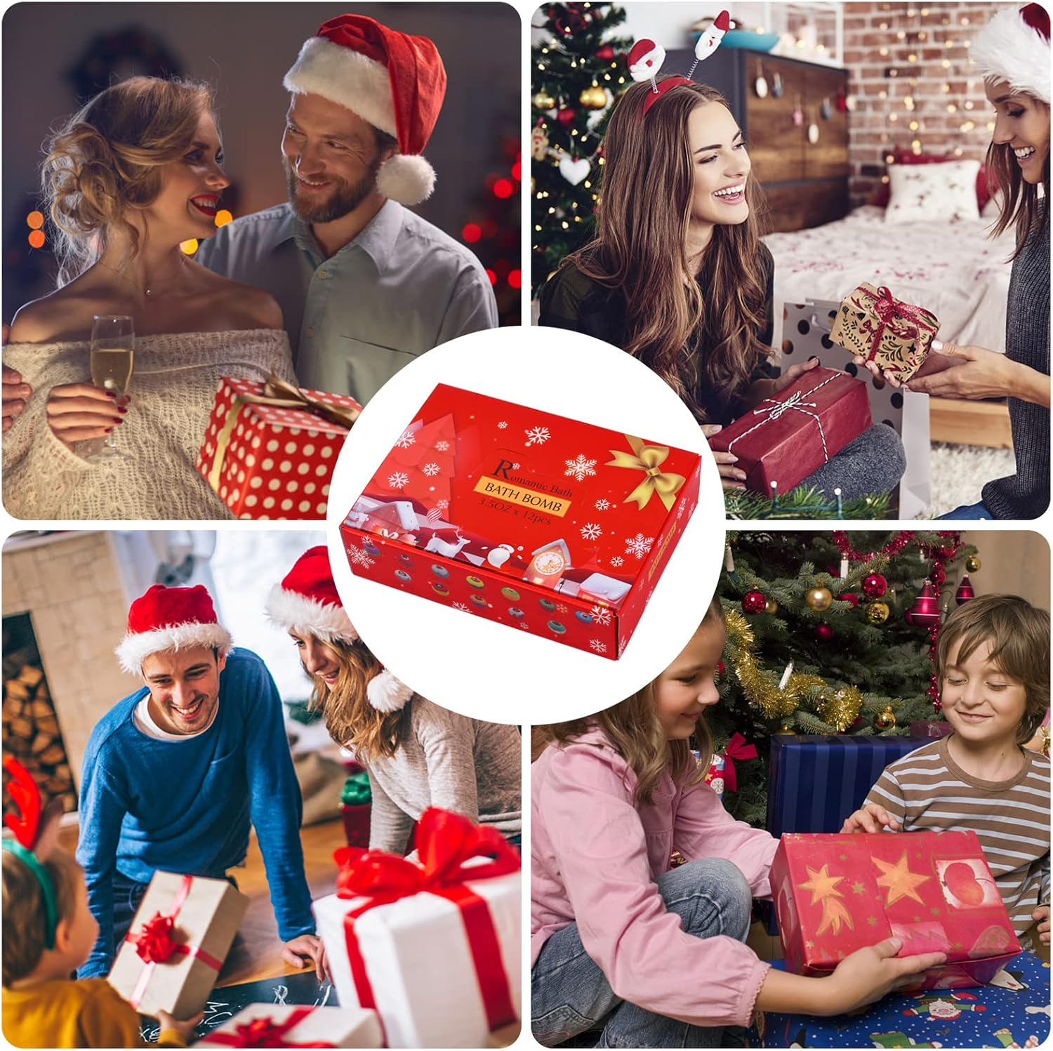 12PCS Bath Bombs Gift Set for Christmas with Santa Claus Snowman Elk for Baby Girl Women Relaxing & Organic Essential Oil image number 6