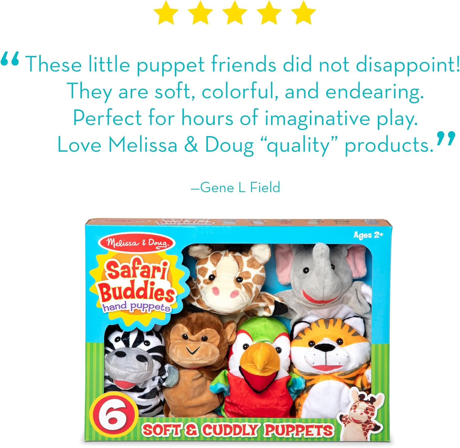 Melissa & Doug - Safari Buddies Hand Puppet Set (6 Pc) image number 1