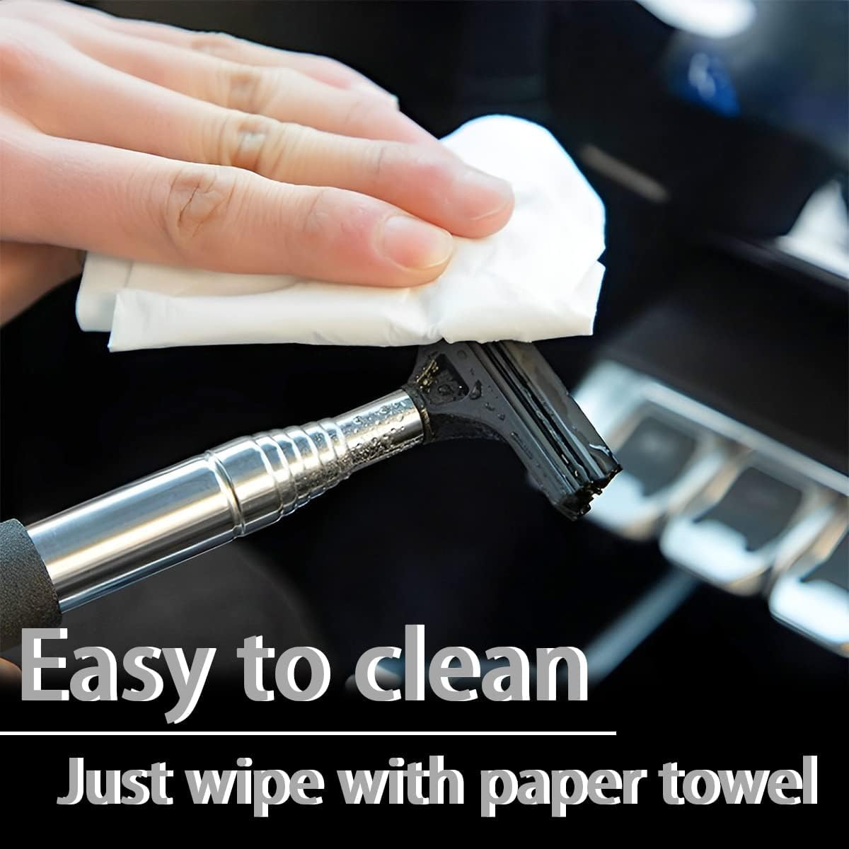 Car Rearview Mirror Wiper, Retractable Auto Glass Squeegee, Water Cleaner with Telescopic Long Rod, Portable Cleaning Tool for All Vehicles, Universal Automotive Accessories (Black) image number 2