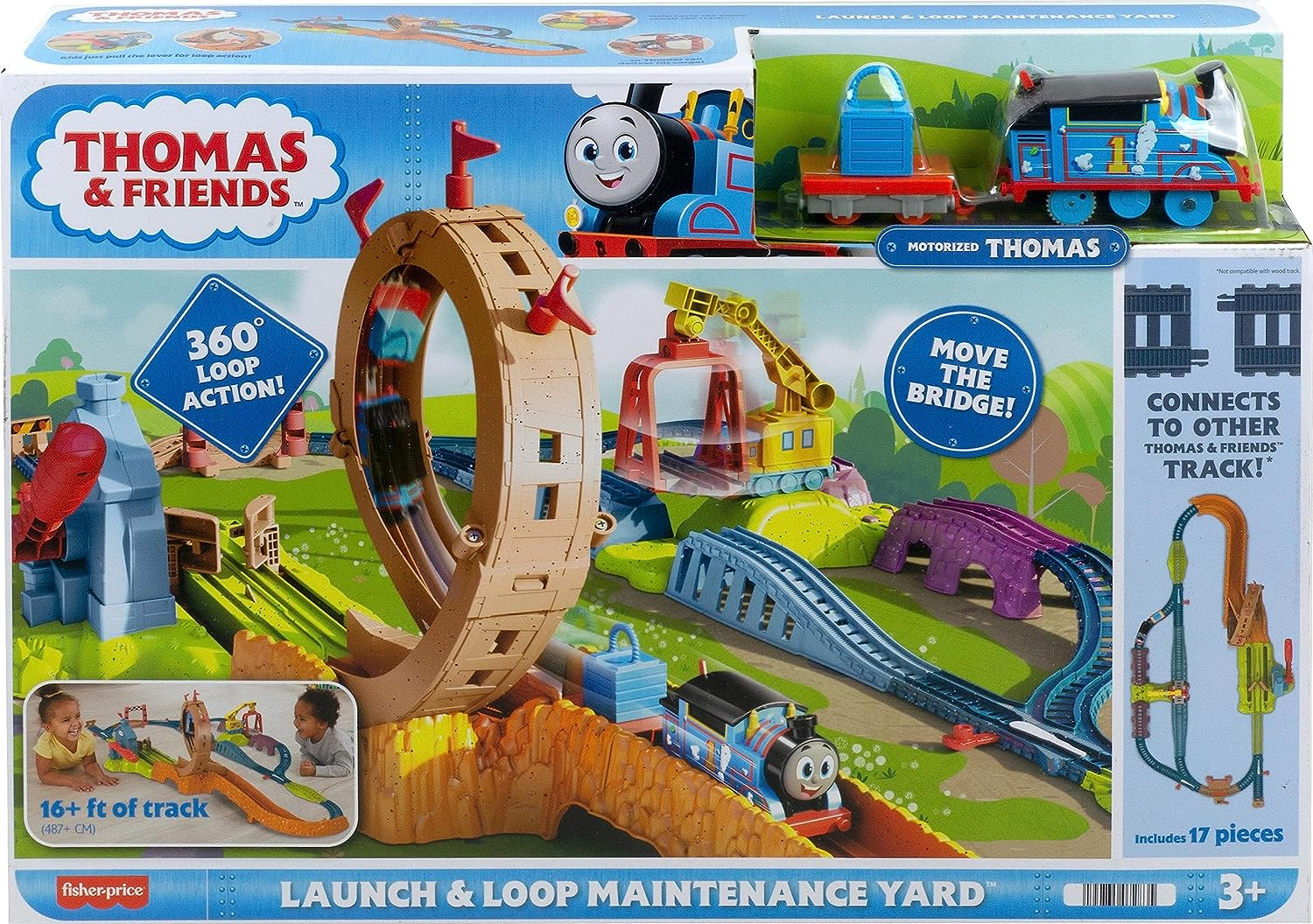 Fisher-Price Thomas and Friends Train Set with Loop the Loop Action, Thomas Motorized Toy Train, Carly the Crane, Maintenance Yard image number 5