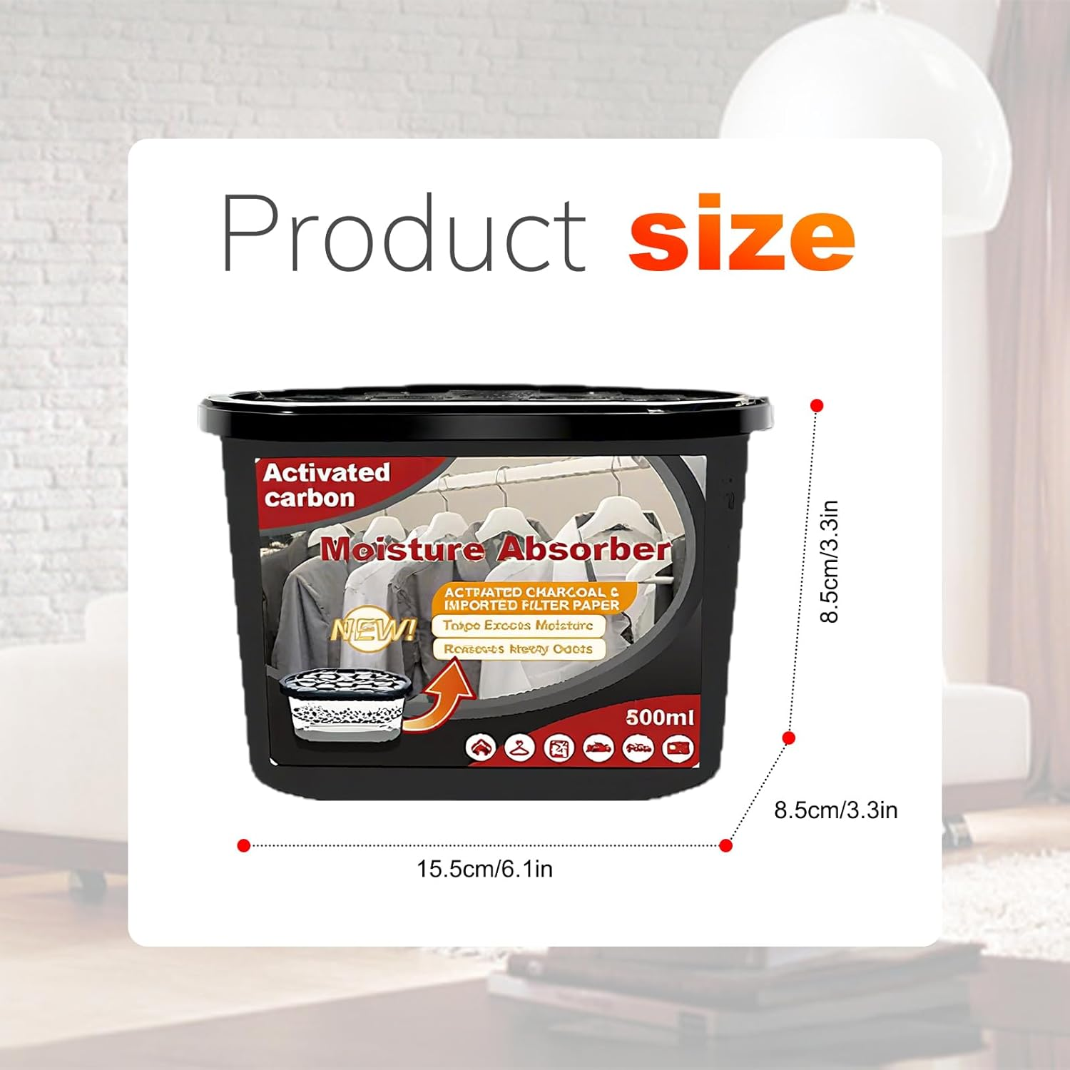 8 Pack Moisture Absorbers Boxes, Portable Humidity Absorber for Bathroom, Closet, Car, Dehumidifier with Activated Carbonfor