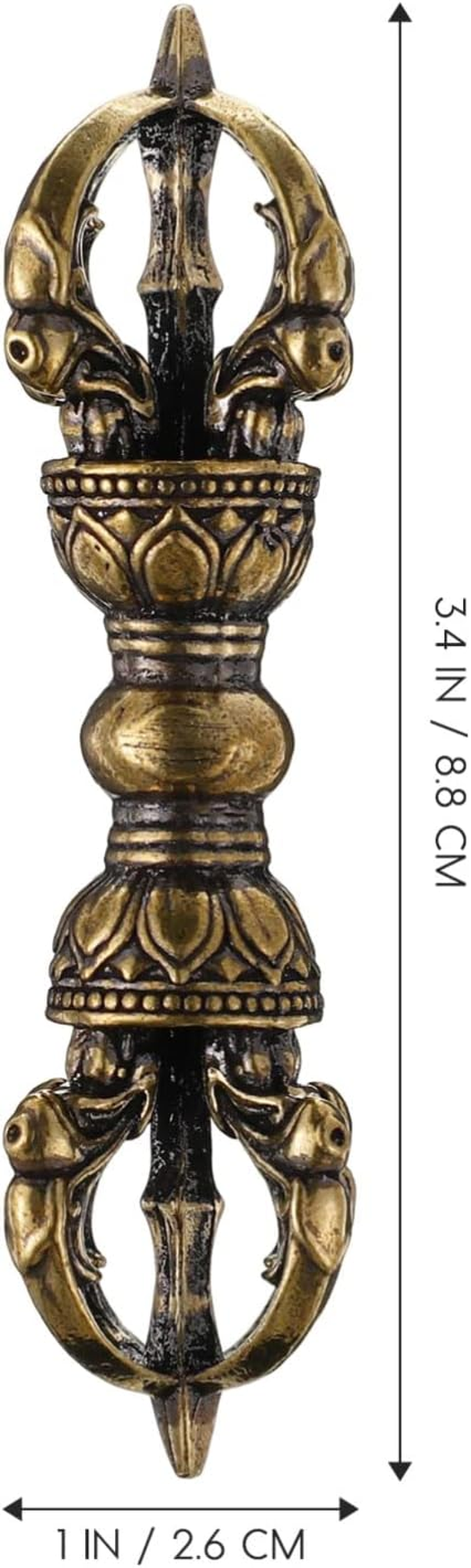 Homoyoyo 2PCS Buddhism Supplies Brass Vajra Buddhism Dorje Vajra Phurba Unique Brass Pestle Dharma Ornament Feng Shui Amulet Handmade for Home Office Tabletop Decoration image number 4