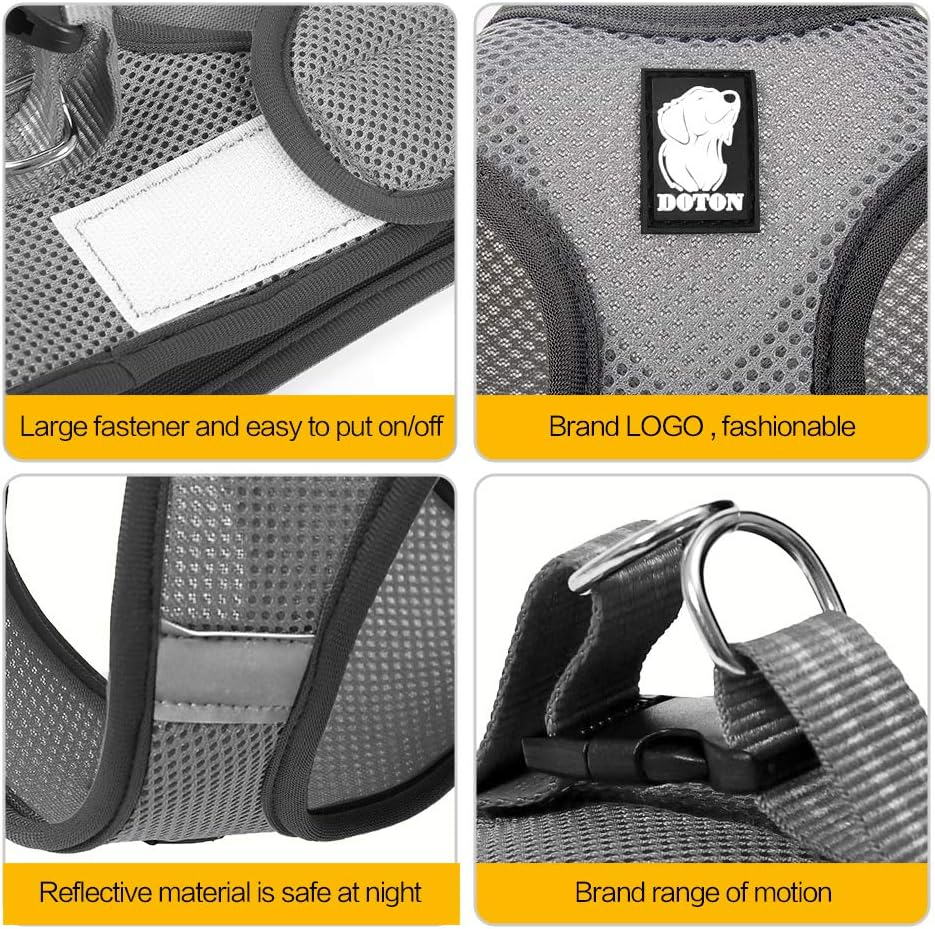 Dotoner Cat Outdoor Walking Harness Set, Pet Vest Cat Harness Breathable Mesh, Adjustable Reflective Cat Chest Straps with Escape Proof Buckle (L (Pack of 1), Grey) image number 5