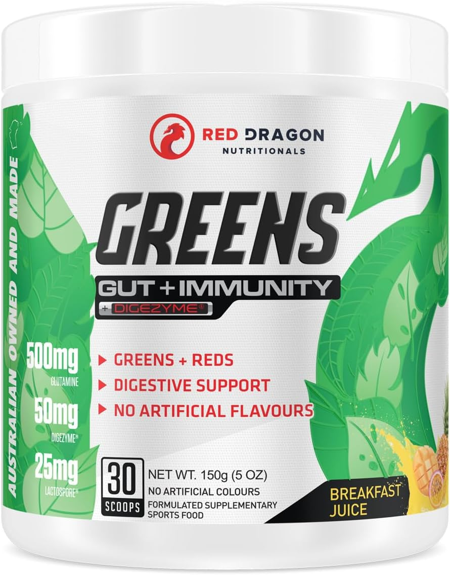 Red Dragon Nutritionals Greens Gut + Immunity Powder 300 G, White Lychee image number 1