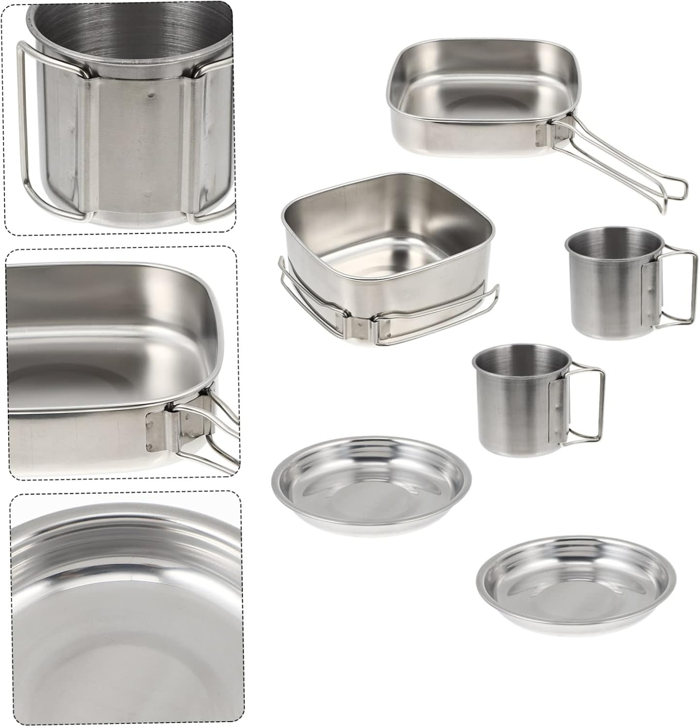 1Set Portable Outdoor Stainless Steel Cookware Set Camping Cooking Utensils for Hiking Picnics Outdoor Activities Lightweight and Easy to Use image number 4