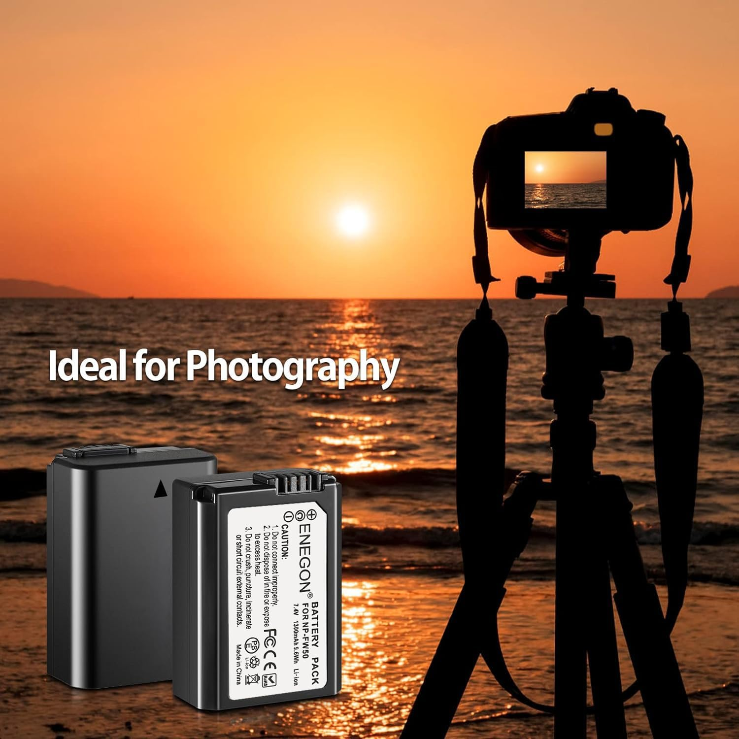 ENEGON 2X NP-FW50 Rechargeable Li-Ion Battery for Sony Alpha A3000 A5000 A5100 A55 A6000 A6100 A6300 A6400 A6500, Sony A7/A7Ii/A7S/A7Sii/A7R/A7Rii Rx10 Rx10Ii, Sony NEX 3/5/7 Series, Sony SLT-A Series image number 3