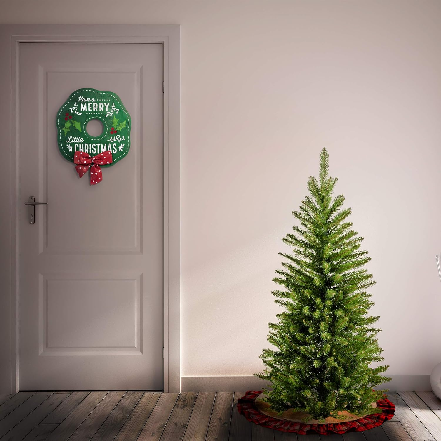 National Tree Company Artificial Slim Christmas Tree, Green, Kingswood Fir, Includes Stand, 4 Feet image number 1