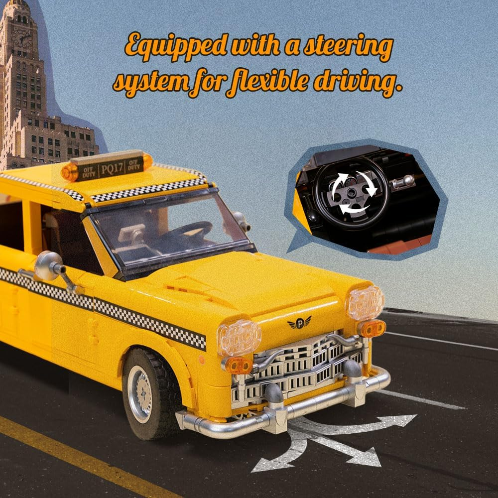 PANTASY Classic 1980S New York Taxi Building Set, Retro New Yorker City Construction Set with Taxi, Traffic Light, Movable Kits &ndash; Perfect for Model Collectors, Building Enthusiasts, and Gift Ideas image number 6