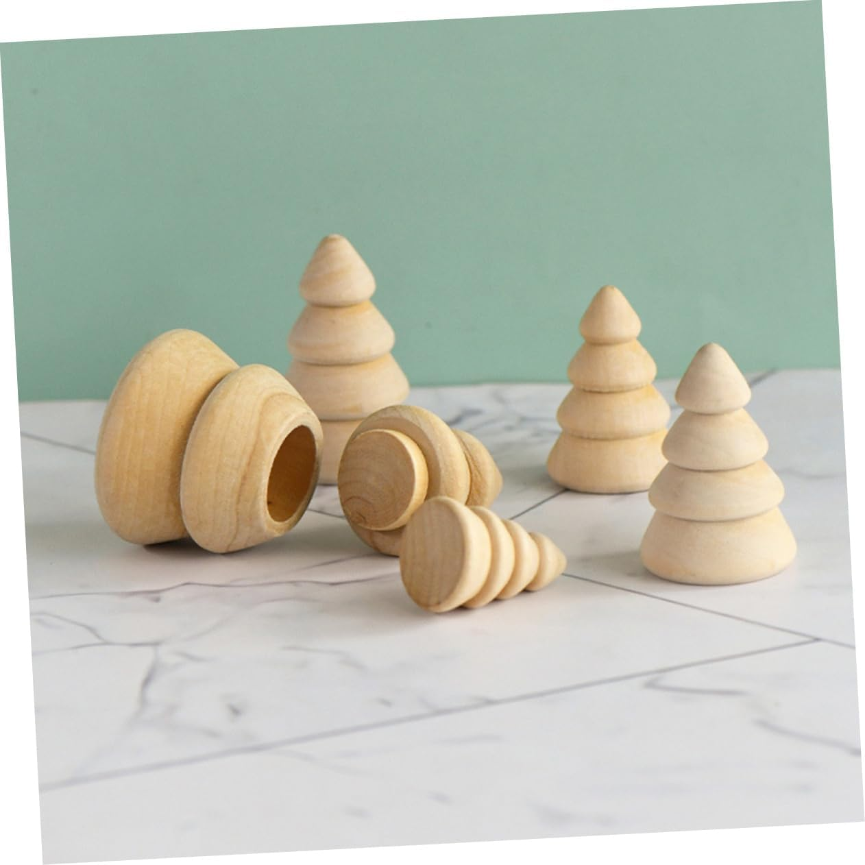 KONTONTY 5Pcs DIY Wooden Christmas Tree Crafts Unfinished Xmas Tree Cutouts Ornament for Christmas Decorations Home DIY Painting Craft Project