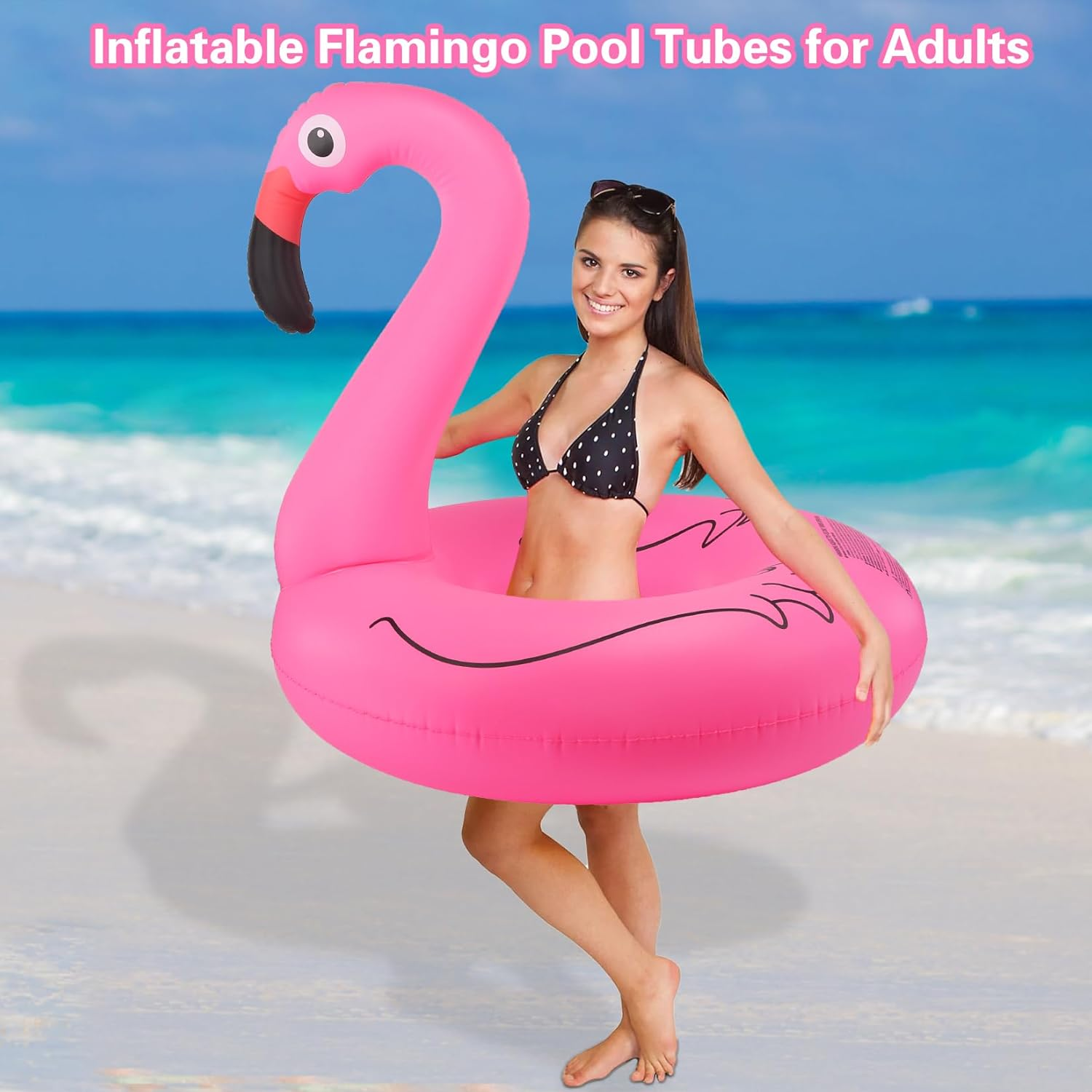 Inflatable Pool Floats, Pool Tubes Swim Ring Pink Pool Float, 42'' Large Pool Float, Pool Inner Tube Beach Floats for Adults, Blow up Floaties Water Floaties Pool Raft Lounger Lake - Pink image number 6