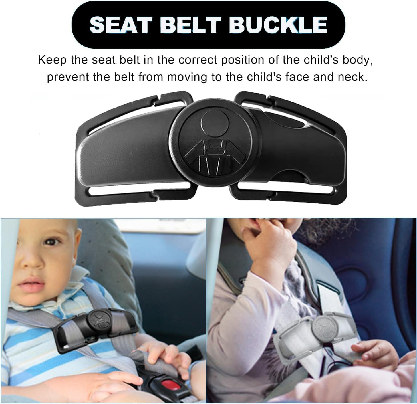 Car Seat Chest Harness Clip Universal Child Safer Belt Clip Buckle Lock Stroller Chest Clip Adjustable Guard for Baby and Kids (Black) image number 1