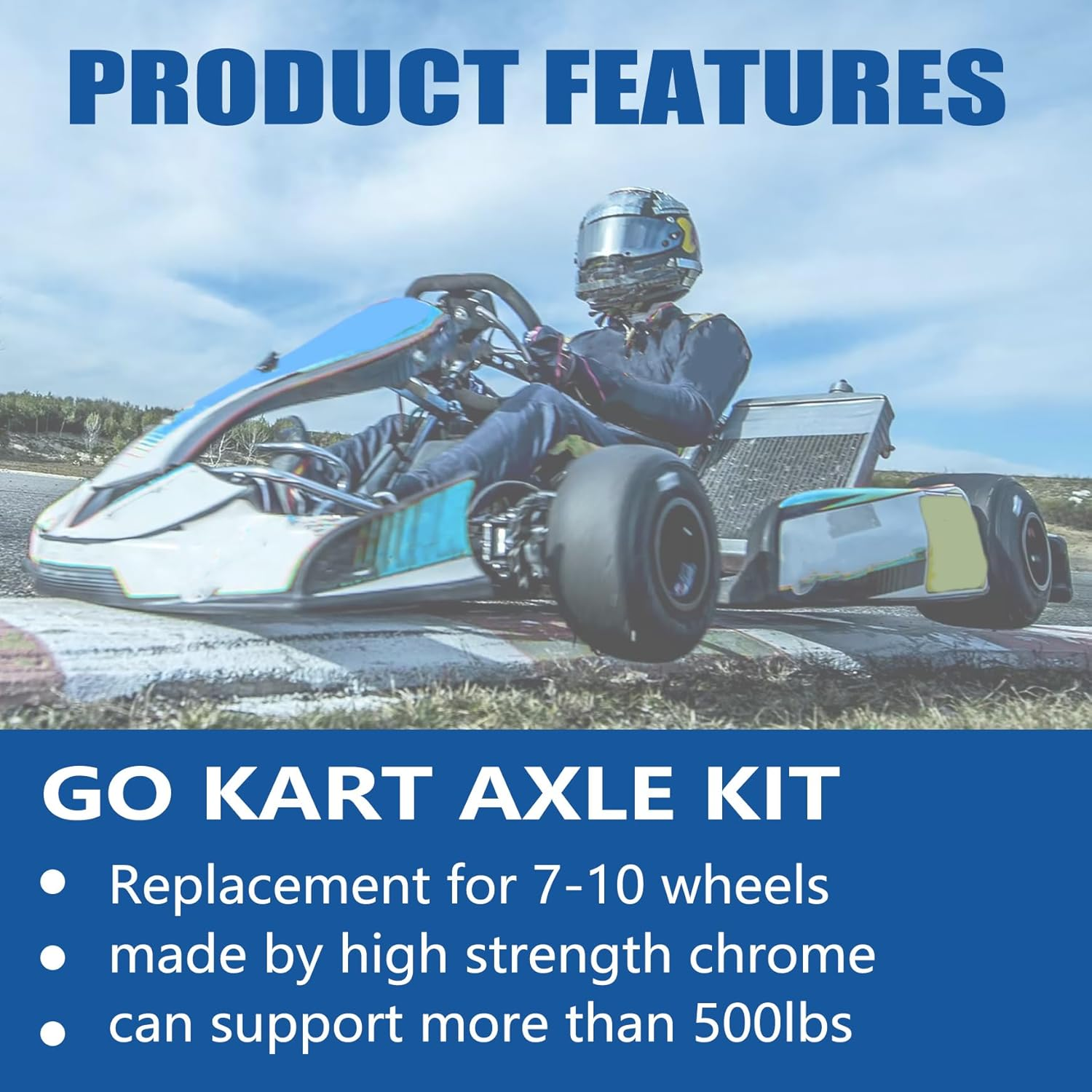Go Kart Rear Axle Kit 44-Inch Axle with Pillow Block Sprockets Brake Discs Hubs Chains Brake Master Cylinder Calipers Replacement for Go Kart Atvs 4X4S and Drift Tricycles image number 1