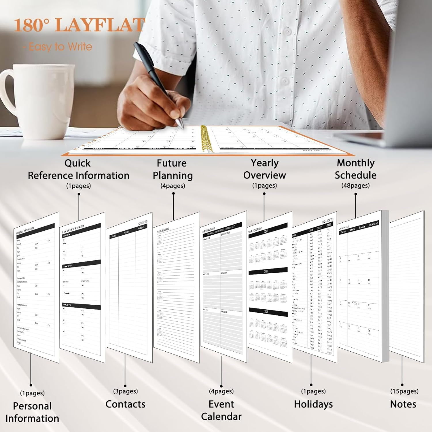 Ymumuda 2025-2026 Monthly Planner - 2 Year Monthly Planner, JAN.2025 to DEC.2026, 8.5" X 11", Large Planner with Spiral Bound, Perfect for School & Office Schedule, Orange image number 4