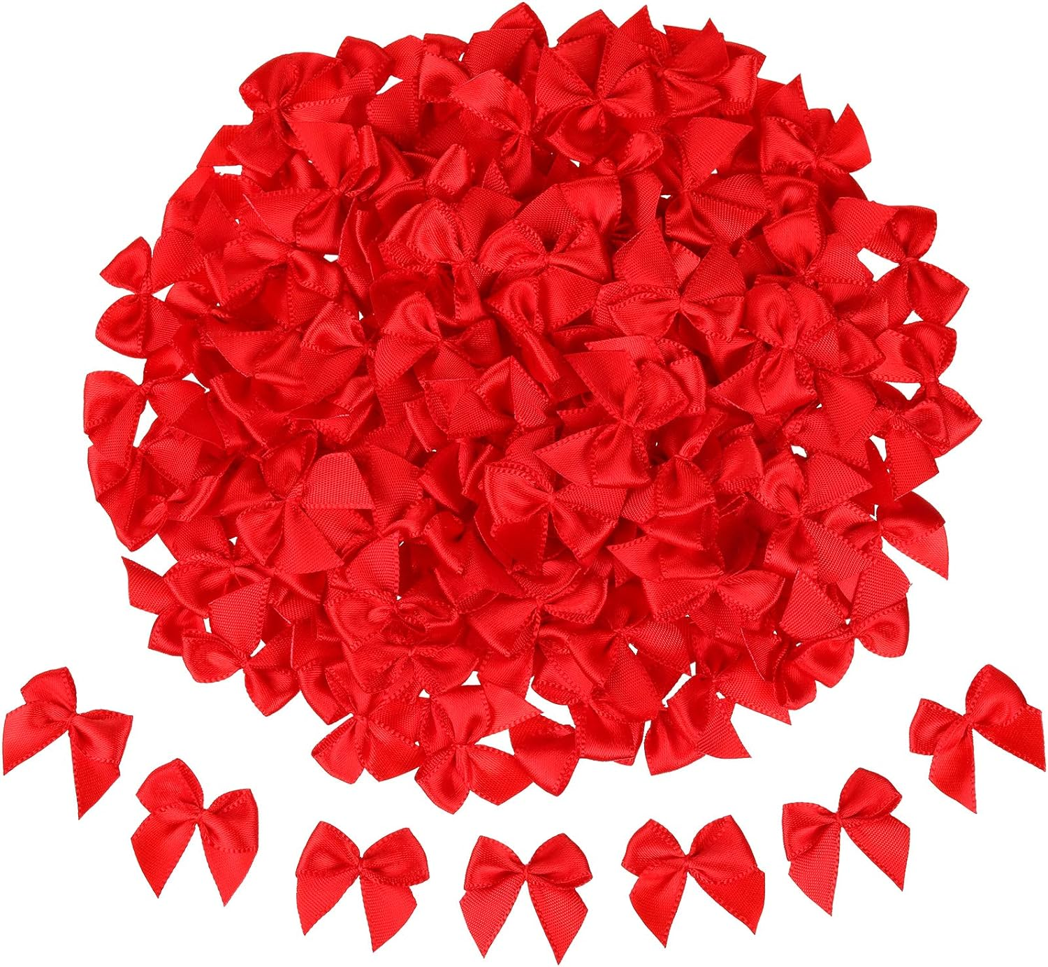 150Pcs Mini Bows Red and Green for Christmas Tree Decoration, Wrapping Crafts, and Home Decoration