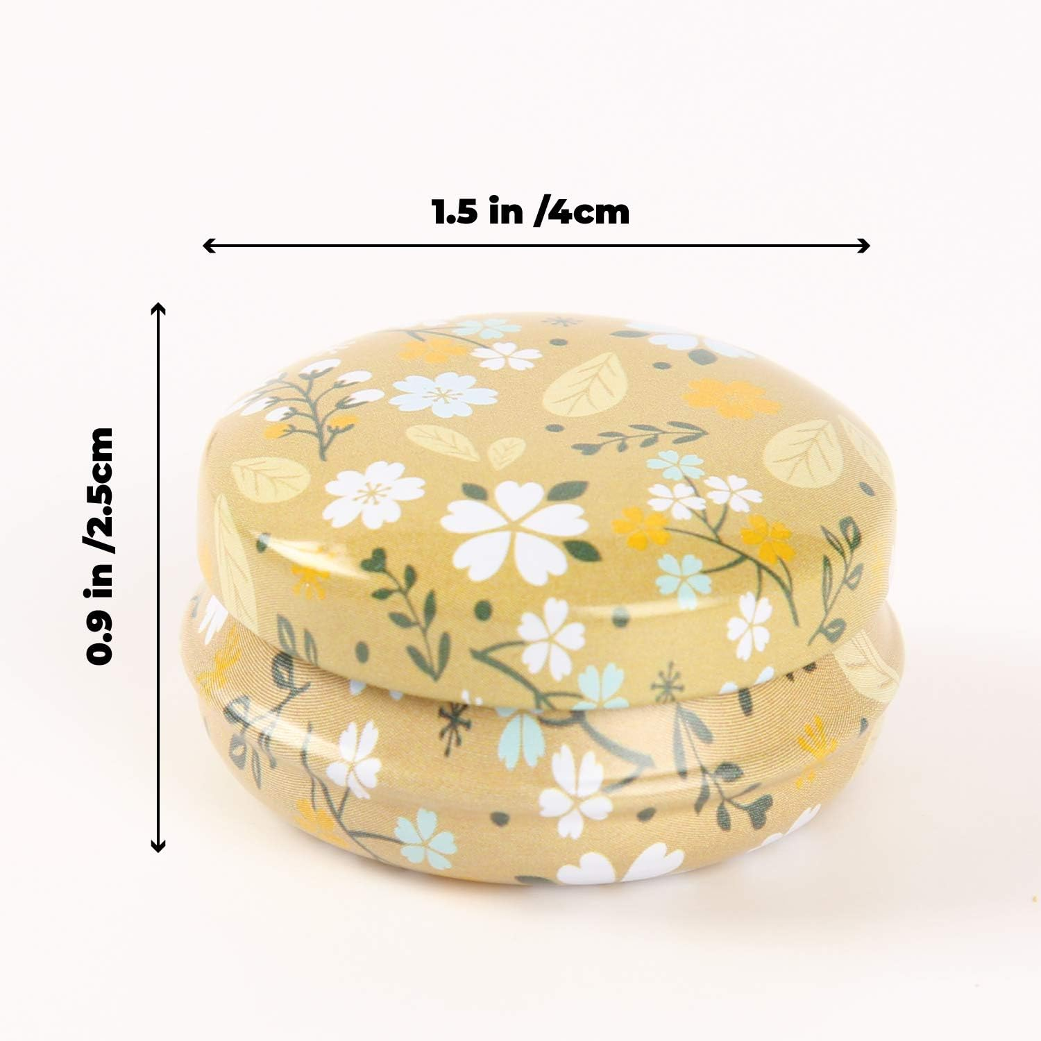 Skylarlife Lip Balm Tin Jars/ Cream Jar Skylarlife Metal Tin with Lid/ Tin Cans/ Gift Containers for Candles Making, DIY Lip Balm Containers, Cosmetics Ointment, Cream Jar Jewelry round Jars with Lids/ Pack of 12 (Cartoon, Nature, Flower, Universe) (Flower) image number 2