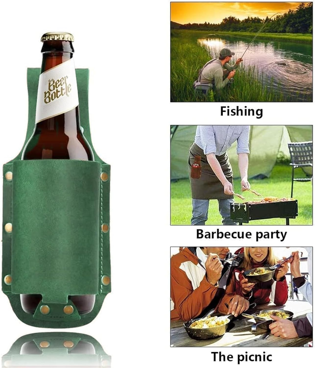 Beer Holster Belt Holds - Portable Waist Strap with Buckle, Beer Bottle Holder for Men, Fit for Camping, Hiking, BBQ, Parties & Outdoor Sports, Beer Accessories Gift image number 4