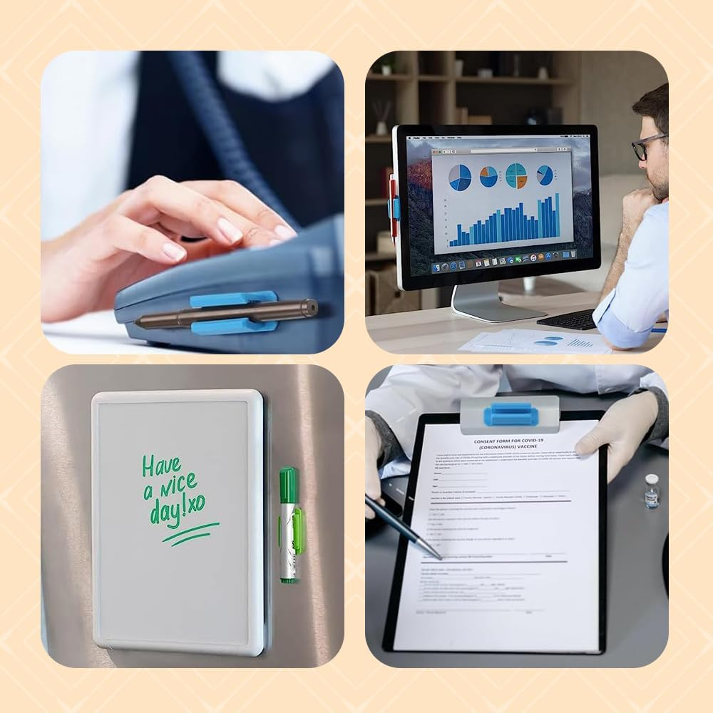 10Pcs Adhesive Silicone Pen Holder Clips with 10Pcs Adhesive Stickers, Adhesive Silicone Pen Holder, Adhesive Silicone Pen Holder Set Marker Holder, Silicone Adhesive Pencil Holder, Black image number 2