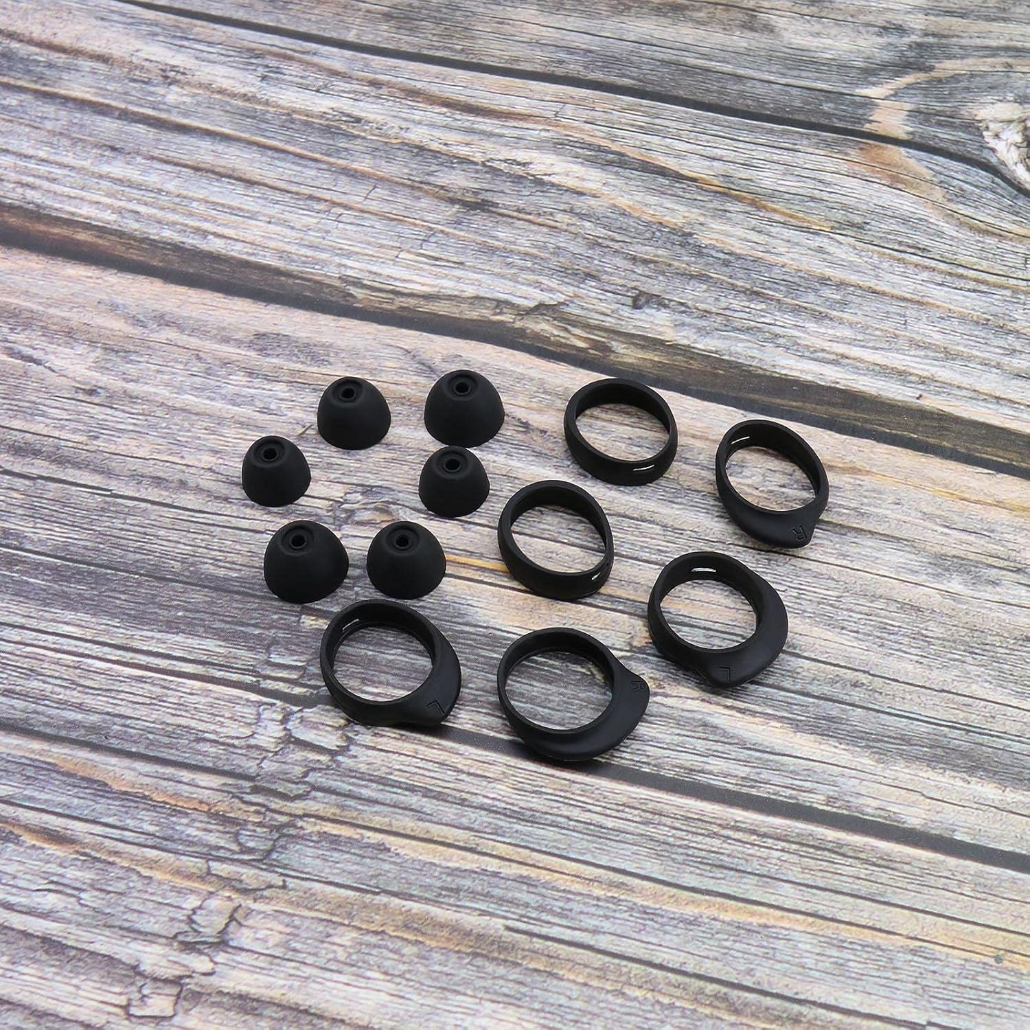 Emsea 3 Pairs Earbuds Set Compatible with Samsung Galaxy Buds SM-R170 Wireless Headphones Silicone Anti-Slip Eartips Earhooks Cover Eargels S M L 3 Sizes Black - White image number 6