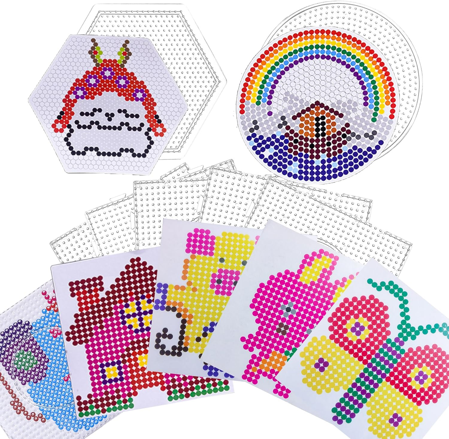 Yowamho 7Pcs 5Mm Fuse Bead Board - 7Pcs Patterns, Squares Can Be Pieced Together, Fuse Beads Pegboards Is Suitable for DIY Crafts. image number 4