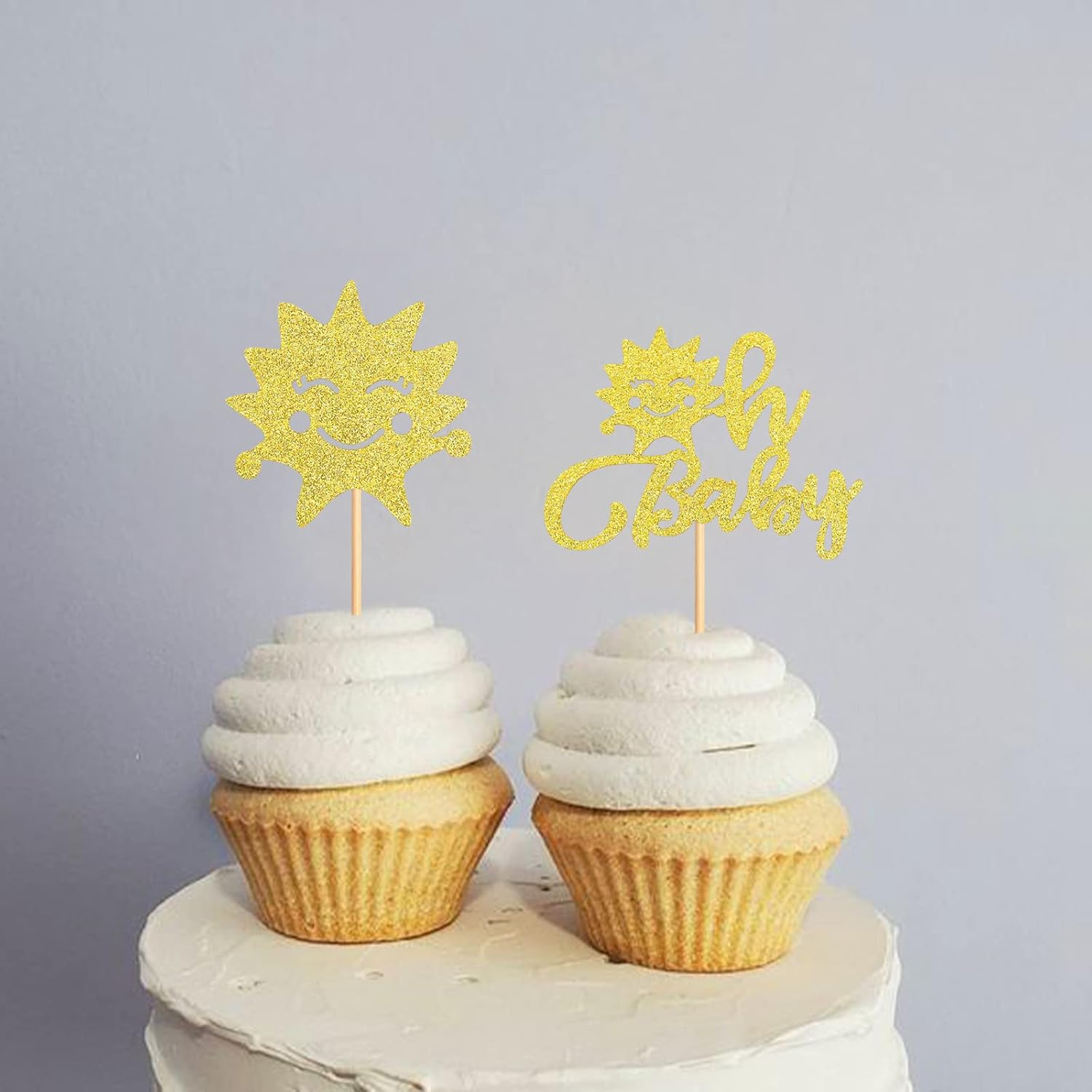 24PCS Sunshine Oh Baby Cupcake Toppers Sun Smile Sunshine Cupcake Picks Bridal Wedding Engagement Baby Shower Birthday Party Decorations image number 1
