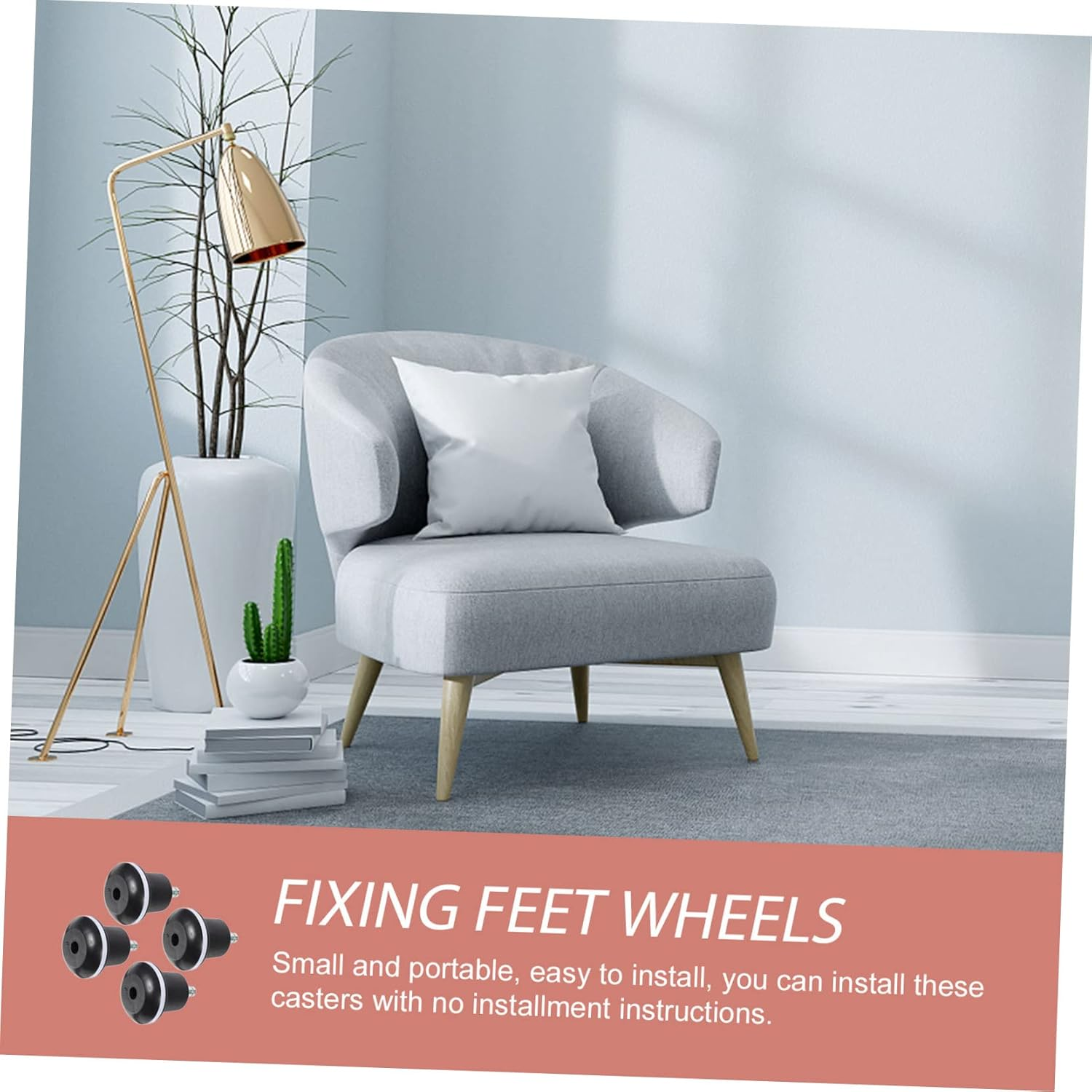 Household Chair Wheel Replacements 7.5X6.1Cm High-Grade Plastic Footed Chair Pads Easy to Install for Floor Protection image number 1